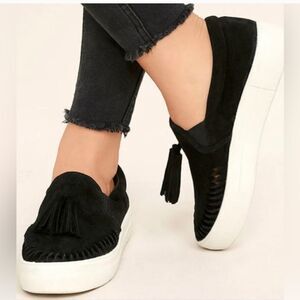 J/Slides Aztec Fashion Sneaker in Black Suede Size 7.5